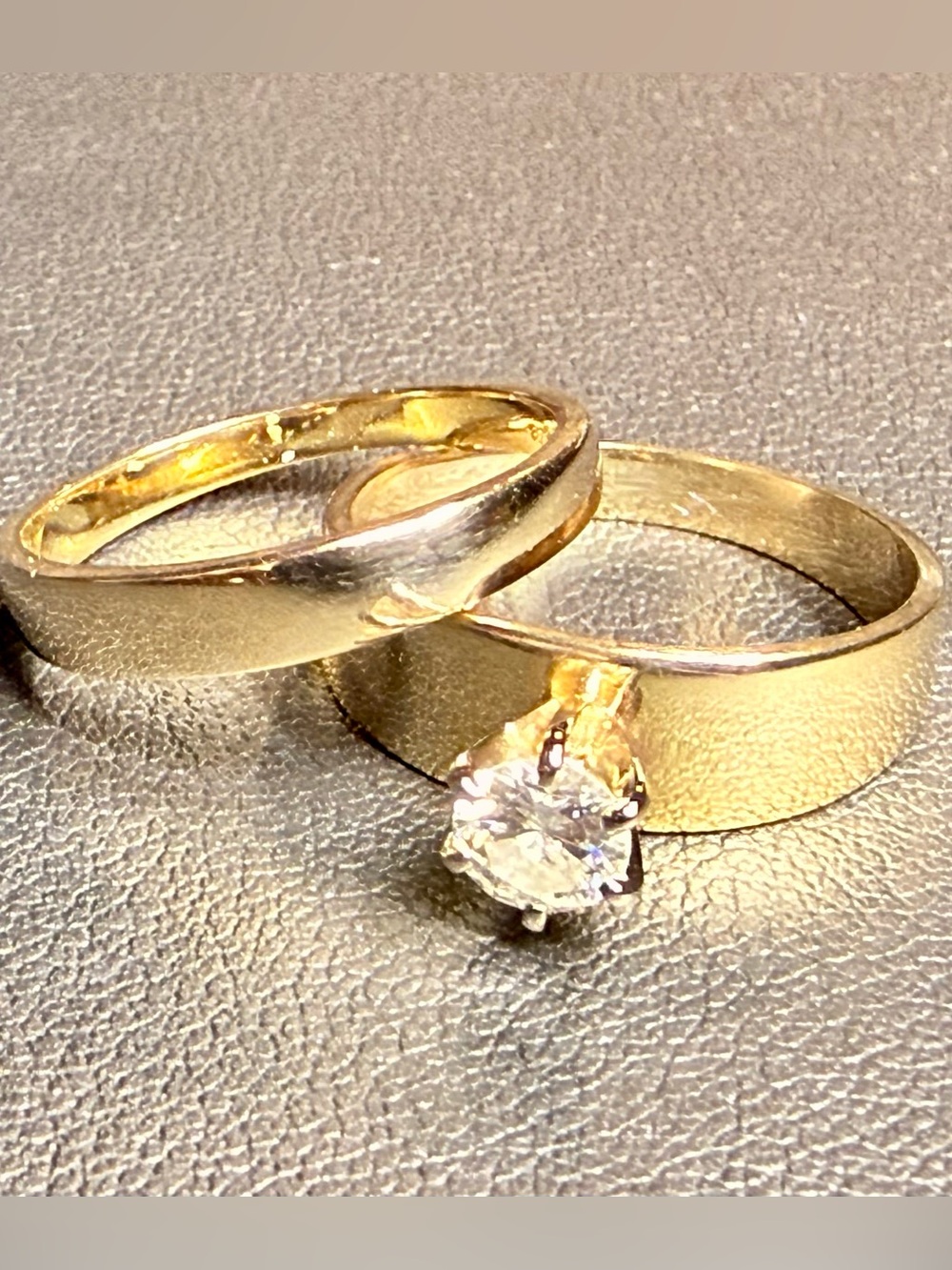 14k Solitaire Diamond Ring Set